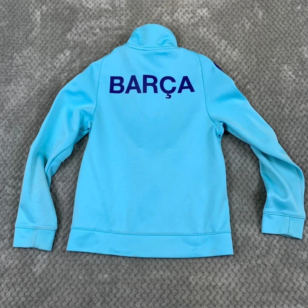 Nike FC Barcelona Kids Track Jacket Light Blue Soccer Full Zip FCB Small 8-10Y